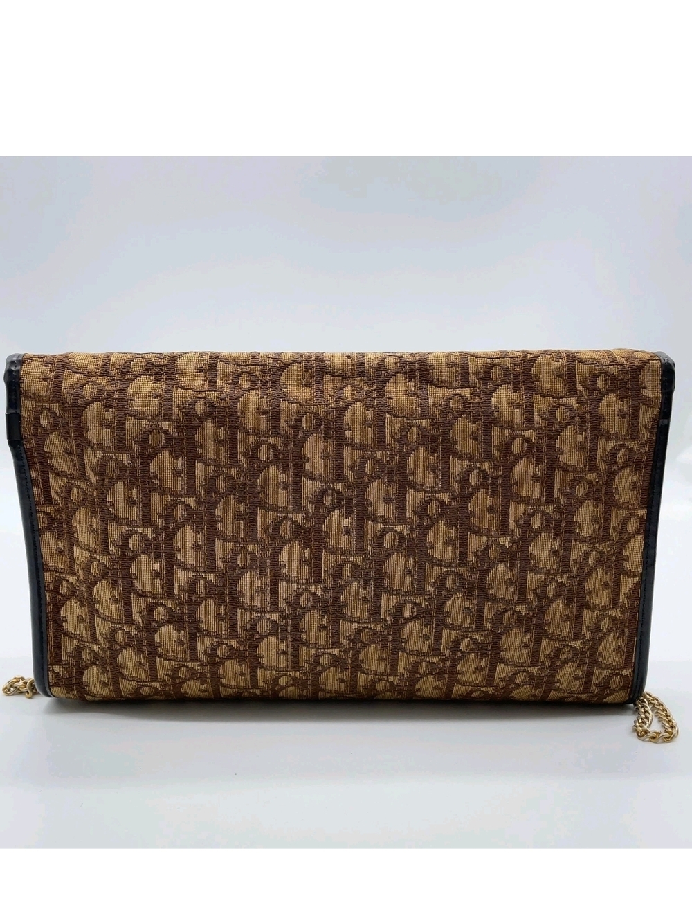 Dior Brown Monogram Chain Shoulder Clutch - Picture 2 of 11